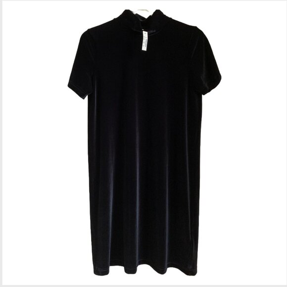 NWT MADEWELL Women's Black Velvet Mockneck Mini Shift Dress Sz Small - Picture 5 of 6